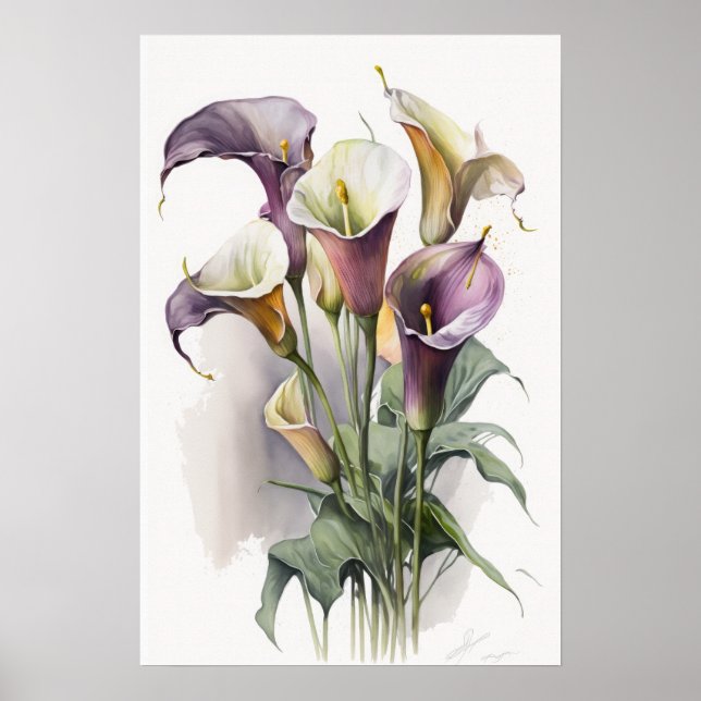 Affiche d'art de fleurs de lys calla lavande (Devant)
