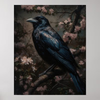 Affiche d'art de la cabane sombre corbeau noir