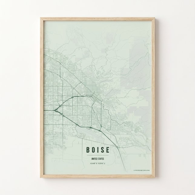 Affiche d'art de la carte de Boise dans les tons s (Créateur téléchargé)