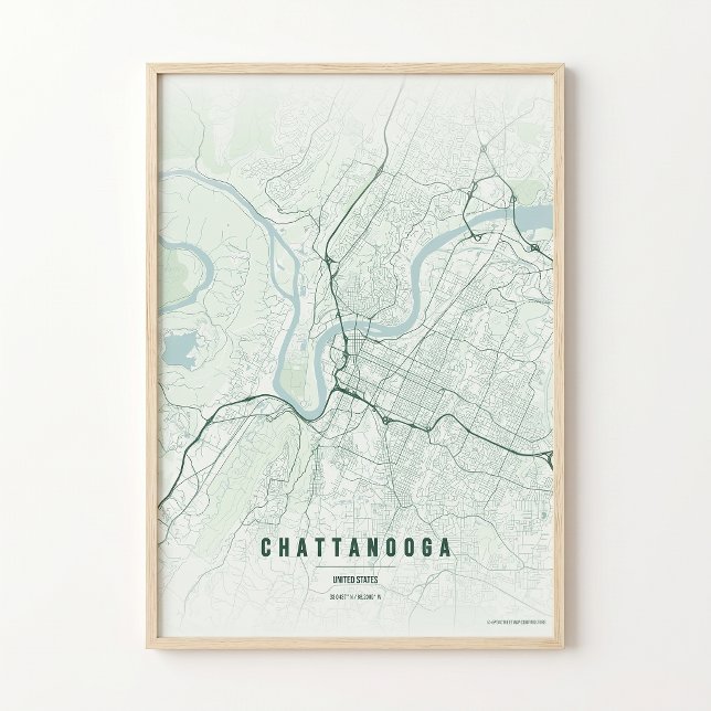 Affiche d'art de la carte de la forêt de Chattanoo (Créateur téléchargé)