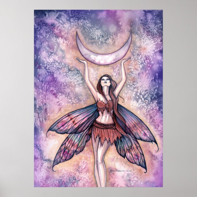 Affiche d'art de la fée de la lune souriante par M (Devant)