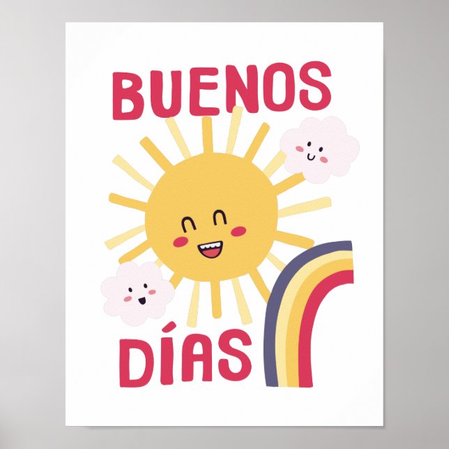 Affiche d'art de la nurserie Happy Sun en espagnol (Devant)
