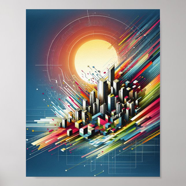 Affiche d'art de la skyline de la ville (Devant)
