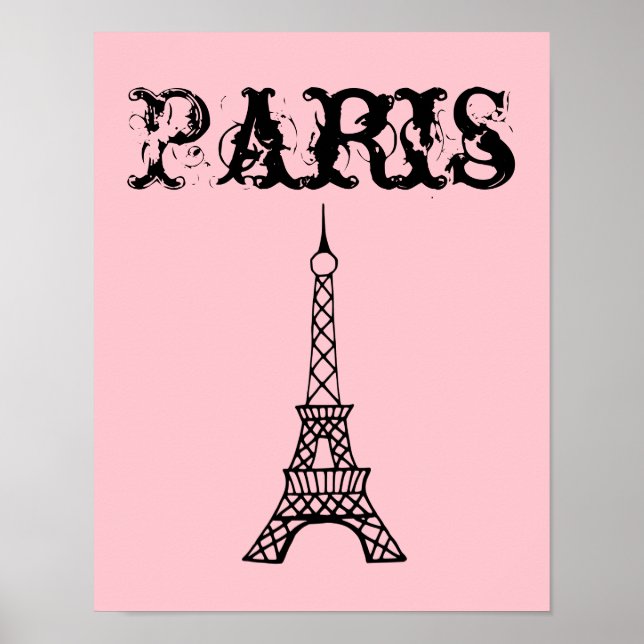 Affiche d'art de la Tour Eiffel rose de Paris (Devant)