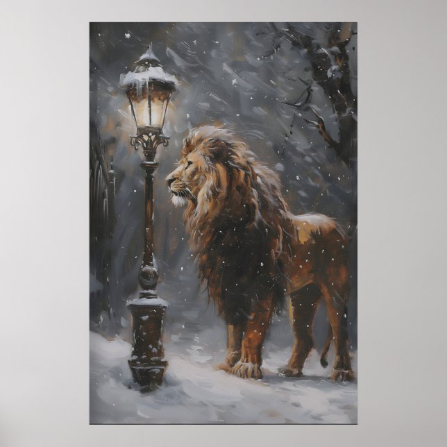 Affiche d'art de lampe d'Aslan Narnia, Lion imprim (Devant)