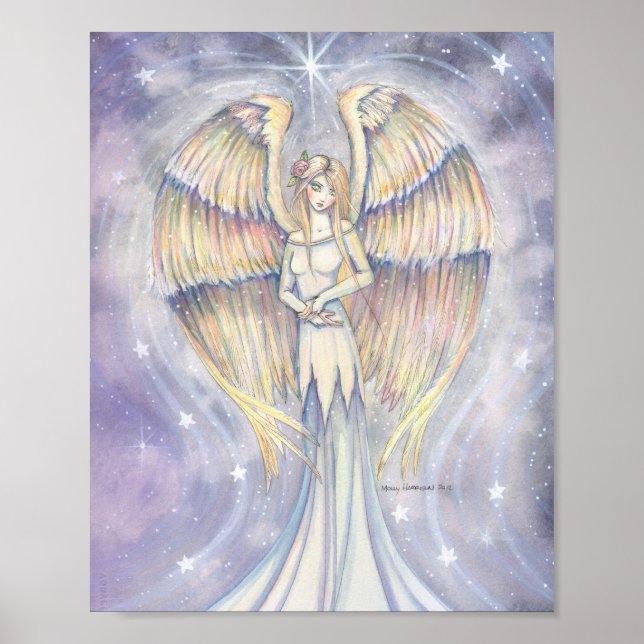 Affiche d'art de l'ange à l'aile dorée par Molly H (Devant)