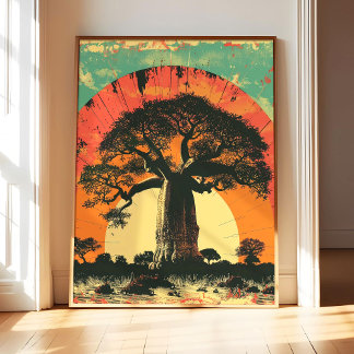 Affiche d'art de l'arbre Baobab, Impression d'art 