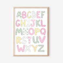 Affiche d'art de lettres de style patchwork Alphab