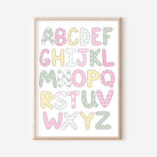 Affiche d'art de lettres de style patchwork Alphab