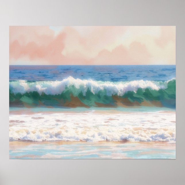Affiche d'art de l'océan de plage (Devant)