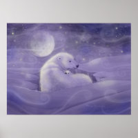 Affiche d'art de l'ours polaire de l'hiver doux