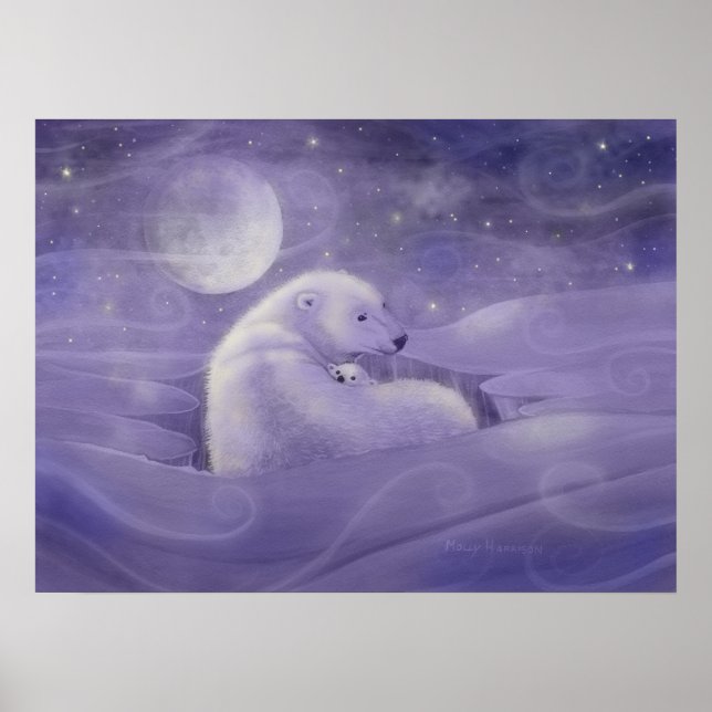 Affiche d'art de l'ours polaire de l'hiver doux (Devant)