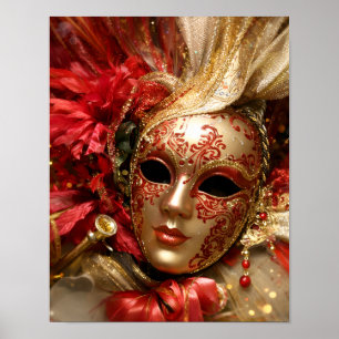 Affiche d'art de masques de masquerade vénitienne