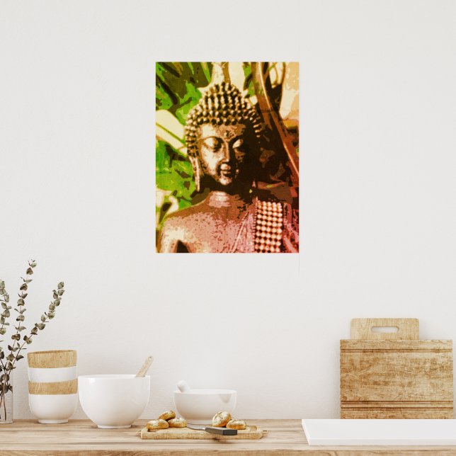 Affiche d'art de méditation Bouddha Bronze Doré –  (Cuisine)