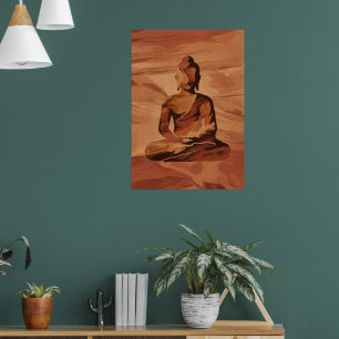Affiche d'art de méditation Bouddha doré Ze spir