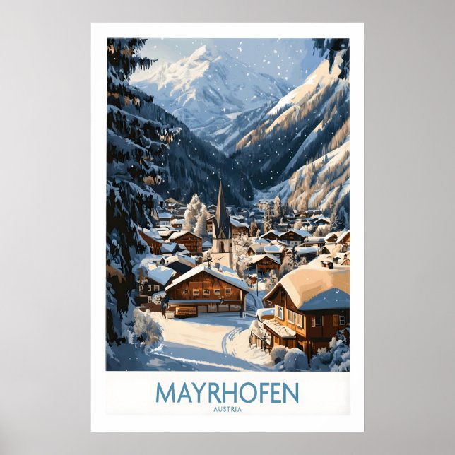 Affiche d'art de mur de ski de Mayrhofen 1 (Devant)