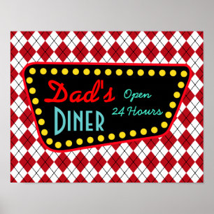 Affiche d'art de panneau de diner rétro pour papa 