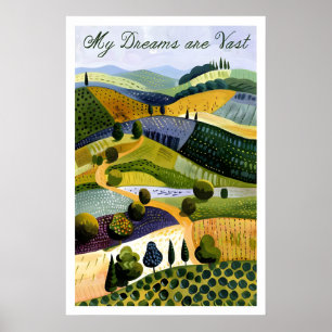 Affiche d'art de paysage abstrait Collines colorée