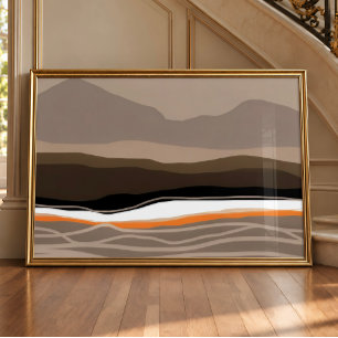 Affiche d'art de paysage abstrait des montagnes de