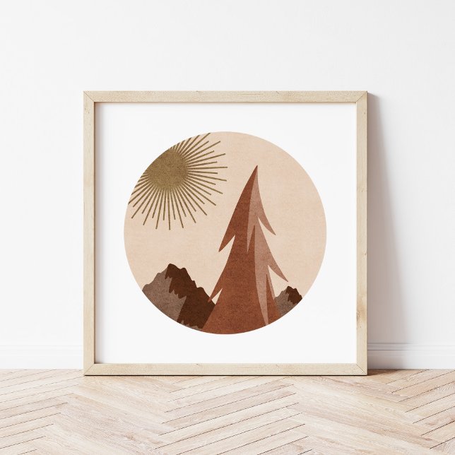 Affiche d'art de paysage de montagne bohème minima (Créateur téléchargé)