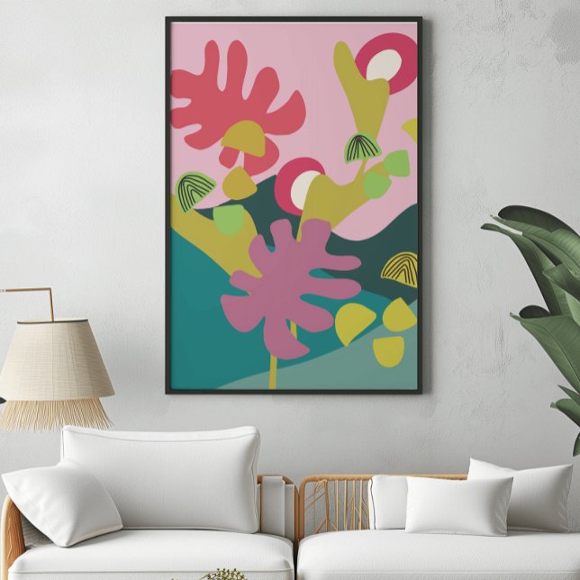 Affiche d'art de paysage moderne abstrait arbre ro (Créateur téléchargé)