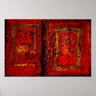 Affiche d'art de peinture abstraite africaine roug