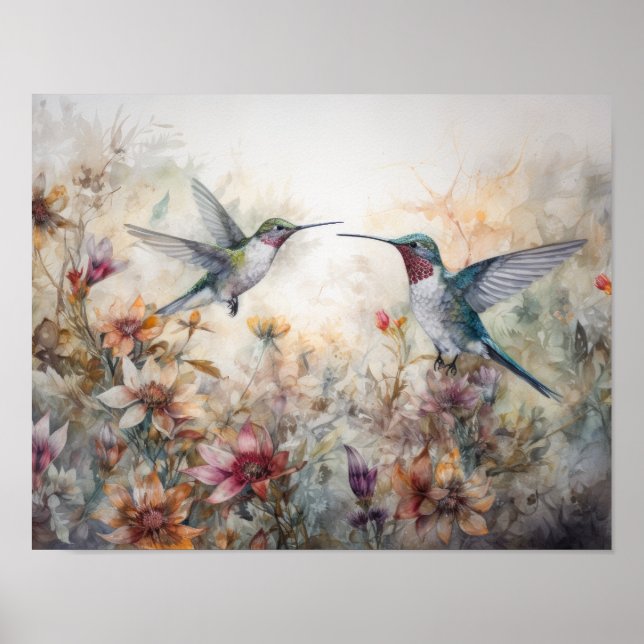 Affiche d'art de peinture de colibri (Devant)