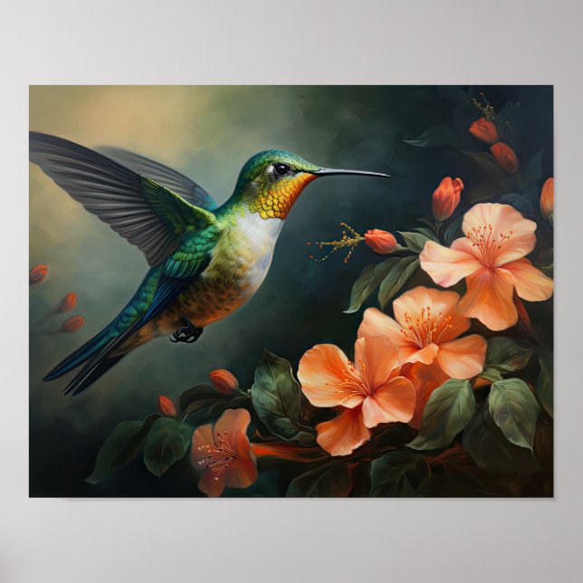 Affiche d'art de peinture de colibri (Devant)