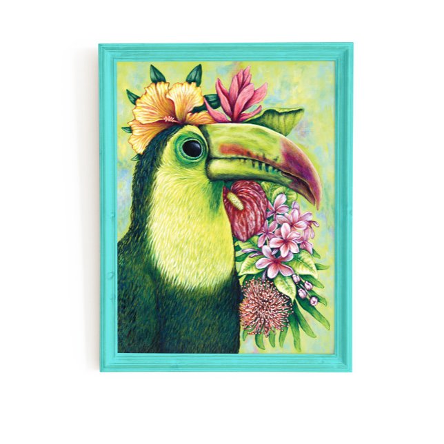Affiche d'art de perroquet hawaïen floral drôle (Créateur téléchargé)