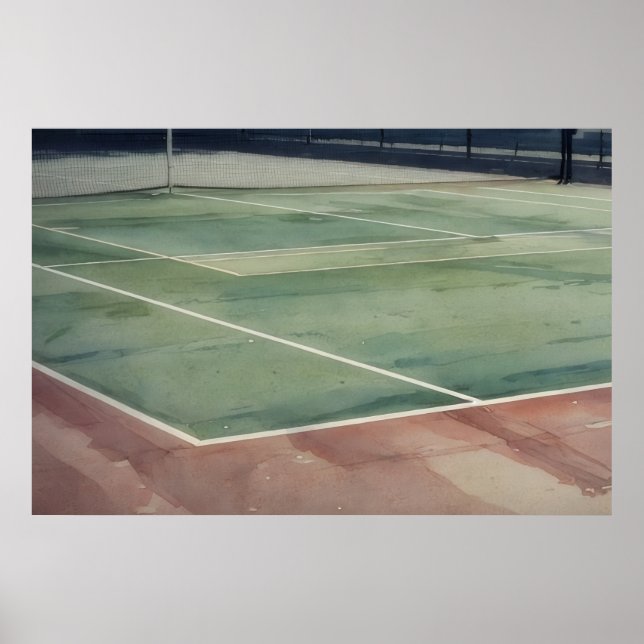 Affiche d'art de pickle ball sur terrain de tennis (Devant)