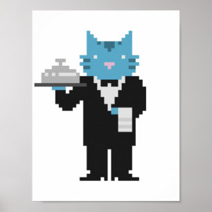 Affiche d'art de pixel de chat de serveur