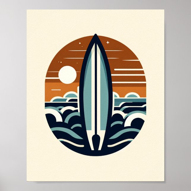 Affiche d'art de planche de surf scandinave (Devant)
