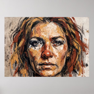 Affiche d'art de portrait de femme expressive