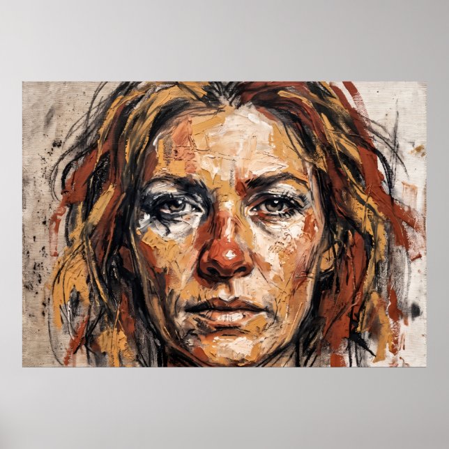 Affiche d'art de portrait de femme expressive (Devant)