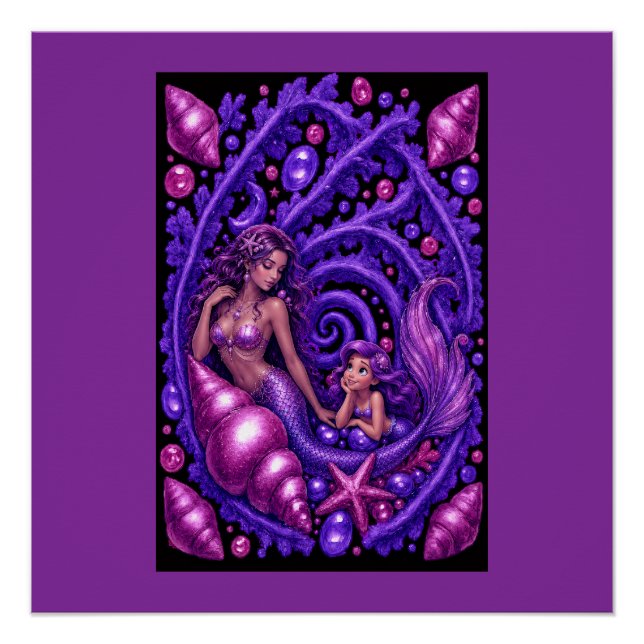 Affiche d'art de rêve de mermaid duo fantaisie vio (Devant)