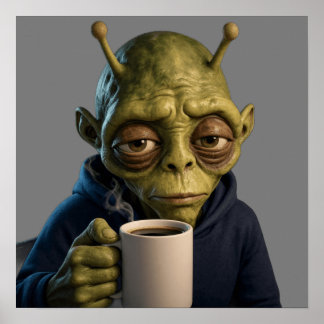 Affiche d'art de science-fiction sur le café du ma
