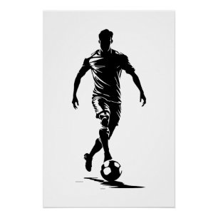 Affiche d'art de silhouette de joueur de football