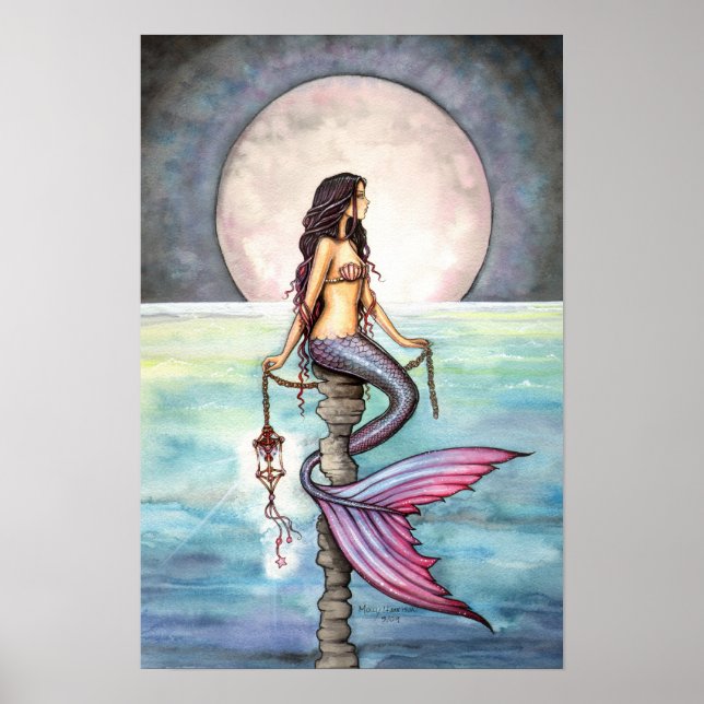 Affiche d'art de sirène de mer enchantée (Devant)