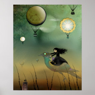 Affiche d'art de Steampunk - vol de Steampunk