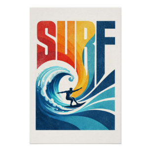 Affiche d'art de style de vie Surf rétro – SURF Wa