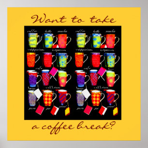 Affiche d'art de tasse d'argot de café