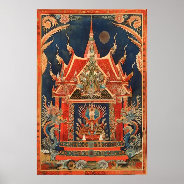 Affiche d'art de temple thaïlandais Créatures myth (Devant)