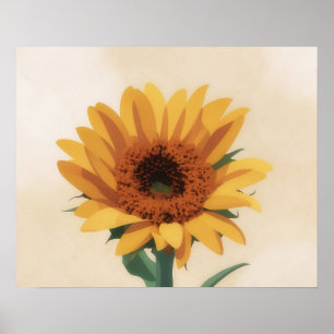 Affiche d'art de tournesol moderne du milieu du si