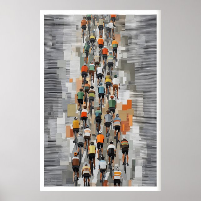 Affiche d'art de vélo Peloton gris atténué, rythmi (Devant)