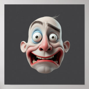 Affiche d'art de visage de monstre de dessin animé