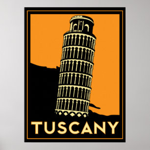 affiche d'art déco de la Toscane Italie rétro