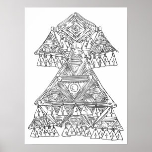 Affiche d'art dessinée à la main bijoux tribaux