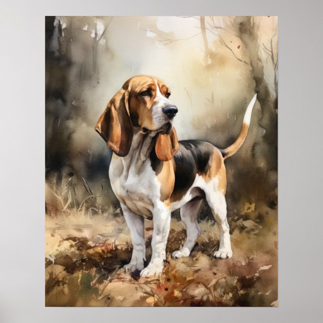 Affiche d'art d'impression de Basset Hound (Devant)