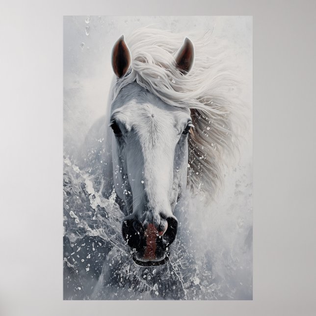Affiche d'art d'impression de cheval blanc sur toi (Devant)