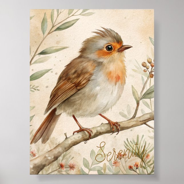 Affiche d'art d'oiseau à l'aquarelle moderne (Devant)